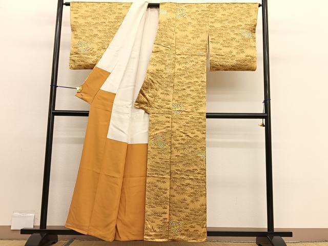 平和屋着物■上質な小紋 手描き 笹竹扇面花文 三越扱い 正絹 逸品 BAAW7835hv