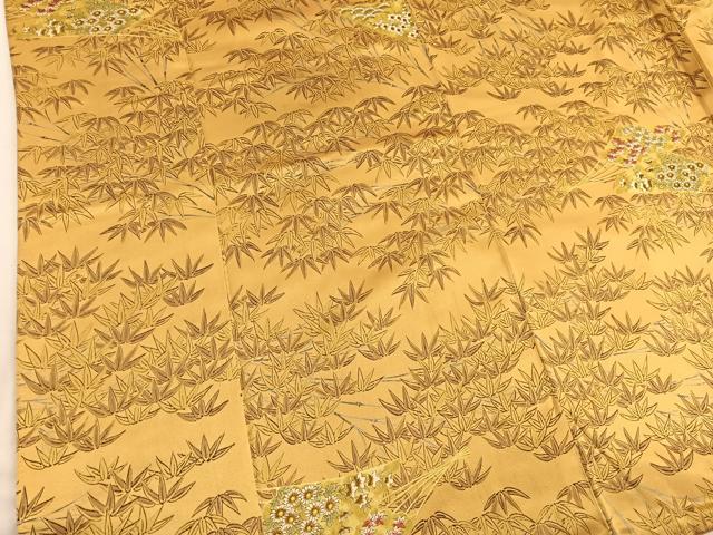 平和屋着物■上質な小紋 手描き 笹竹扇面花文 三越扱い 正絹 逸品 BAAW7835hv