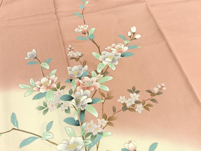 平和屋着物■訪問着 枝花文 暈し染め 銀彩 正絹 逸品 BAAW7836hv