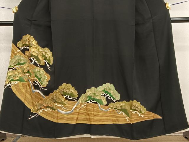 平和屋着物■豪華黒留袖 駒刺繍 浜松文 金彩 正絹 逸品 BAAW7869hv