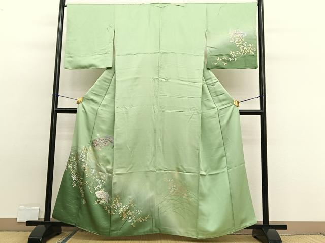 平和屋着物■訪問着 扇面花文 暈し染め 金銀彩 正絹 逸品 BAAW7870hv