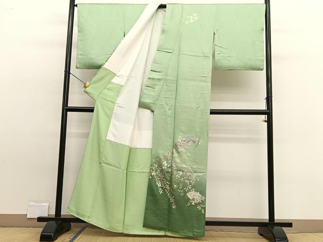 平和屋着物■訪問着 扇面花文 暈し染め 金銀彩 正絹 逸品 BAAW7870hv