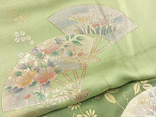 平和屋着物■訪問着 扇面花文 暈し染め 金銀彩 正絹 逸品 BAAW7870hv