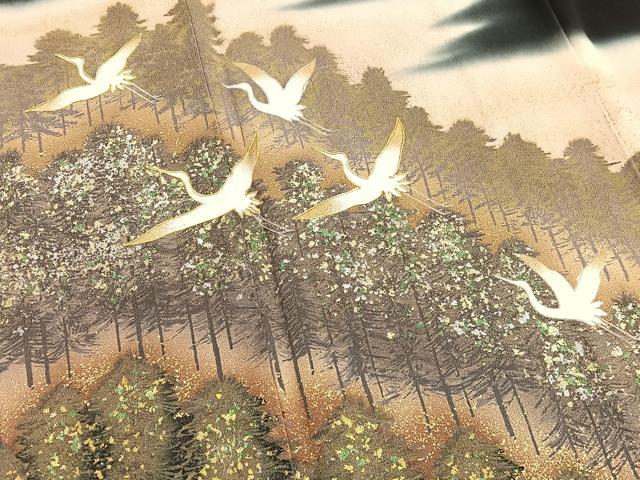 平和屋着物■豪華黒留袖 作家物 駒刺繍 飛鶴樹林文 暈し染め 金彩 正絹 逸品 BAAW7882hv