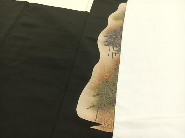 平和屋着物■豪華黒留袖 作家物 駒刺繍 飛鶴樹林文 暈し染め 金彩 正絹 逸品 BAAW7882hv