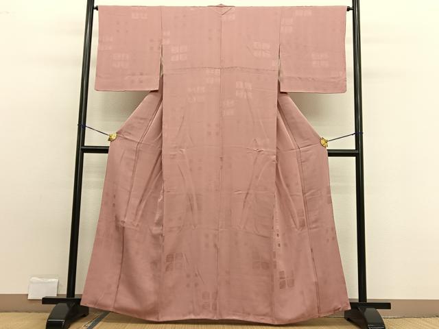 平和屋着物■上質な色無地 幾何学地紋 ときがら茶色 正絹 逸品 BAAW7896hv