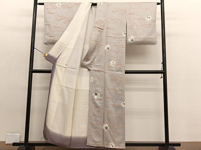 平和屋着物■上質な小紋 手描き 絞り 流水花文 正絹 逸品 未使用 BAAW7912hv