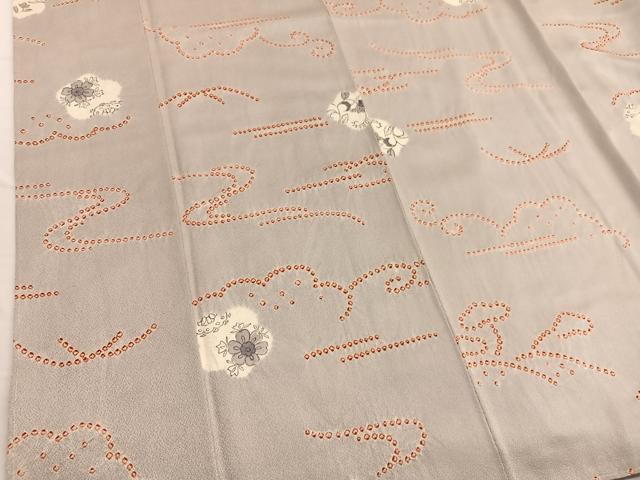 平和屋着物■上質な小紋 手描き 絞り 流水花文 正絹 逸品 未使用 BAAW7912hv