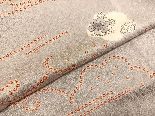 平和屋着物■上質な小紋 手描き 絞り 流水花文 正絹 逸品 未使用 BAAW7912hv