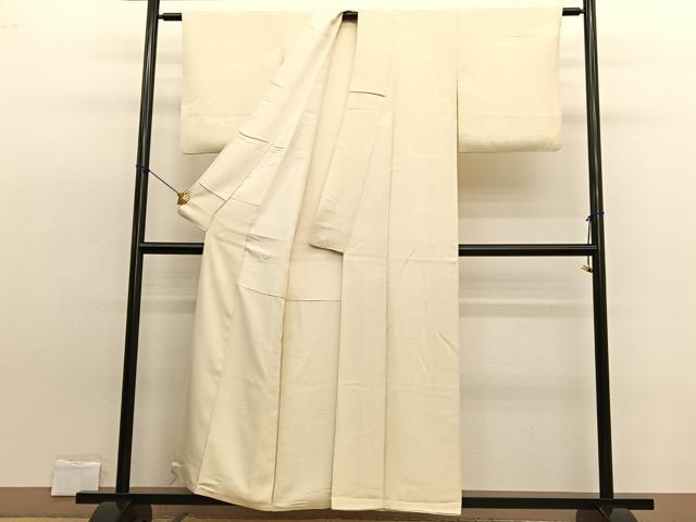 平和屋着物■上質な色無地 雲取り流水地紋 鳥の子色 正絹 逸品 BAAW7934hv
