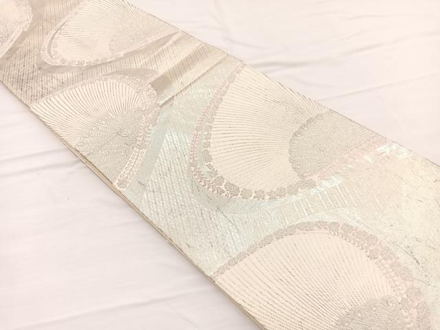 平和屋着物◎六通柄袋帯 唐織 孔雀 銀糸 正絹 逸品 BAAW7937hv