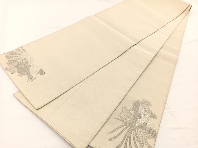 平和屋着物◎太鼓柄袋帯 唐織 つづれ 鳳凰花文 プラチナ箔 正絹 逸品 BAAW7942hv