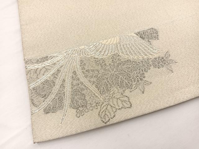 平和屋着物◎太鼓柄袋帯 唐織 つづれ 鳳凰花文 プラチナ箔 正絹 逸品 BAAW7942hv