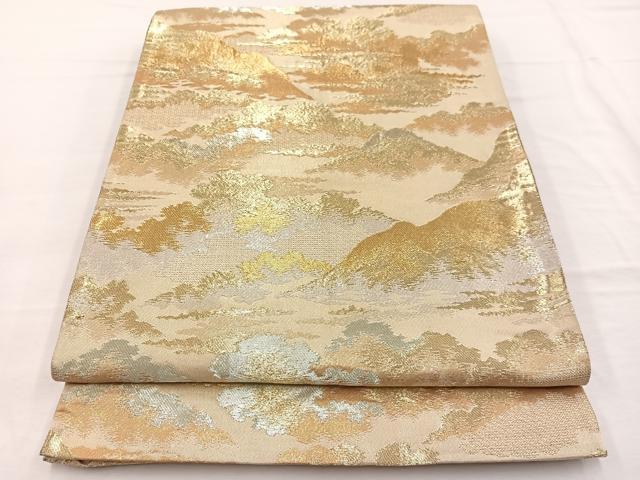 平和屋着物◎西陣 六通柄袋帯 遠山風景文 金銀糸 正絹 逸品 BAAW7964hv