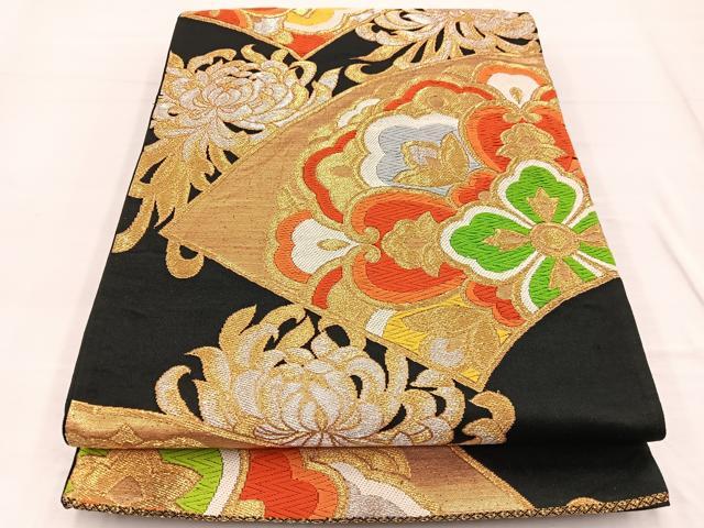 平和屋着物◎六通柄袋帯 唐織 乱菊地紙花文 金銀糸 正絹 逸品 BAAW7966hv