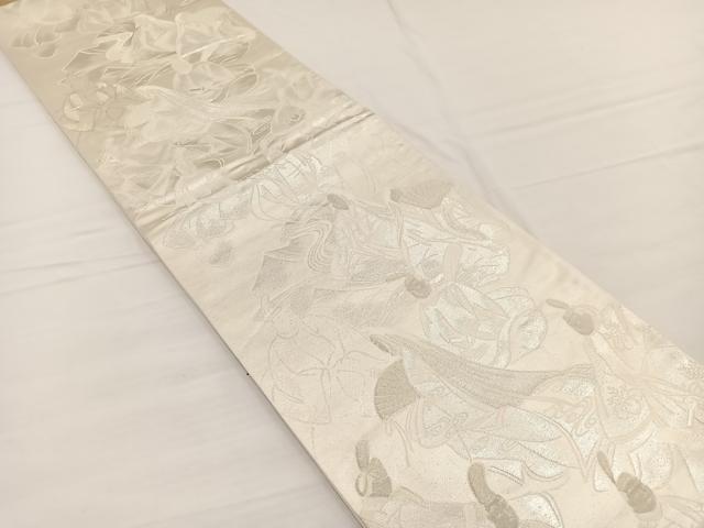平和屋着物◎六通柄袋帯 唐織 三十六歌仙 銀糸 正絹 逸品 BAAW7971hv