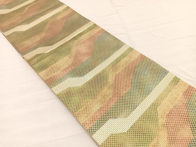 平和屋着物◎西陣 とみや織物謹製 とみや帯 六通柄袋帯 幾何学文様 金銀糸 証紙付き 正絹 逸品 BAAW7987hv