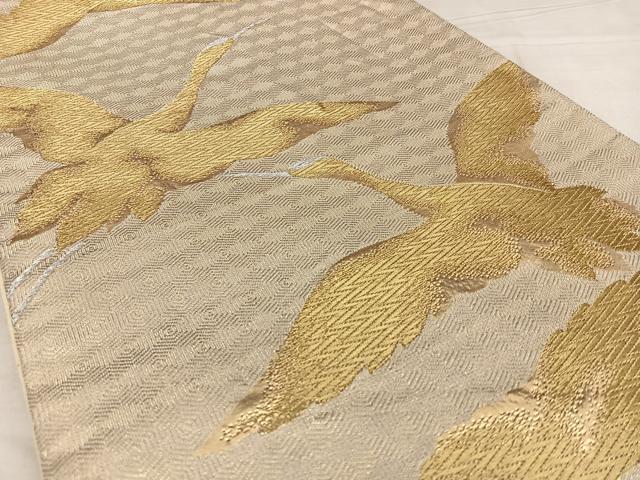 平和屋着物◎六通柄袋帯 唐織 飛鶴文 金銀糸 正絹 逸品 BAAW8026qw