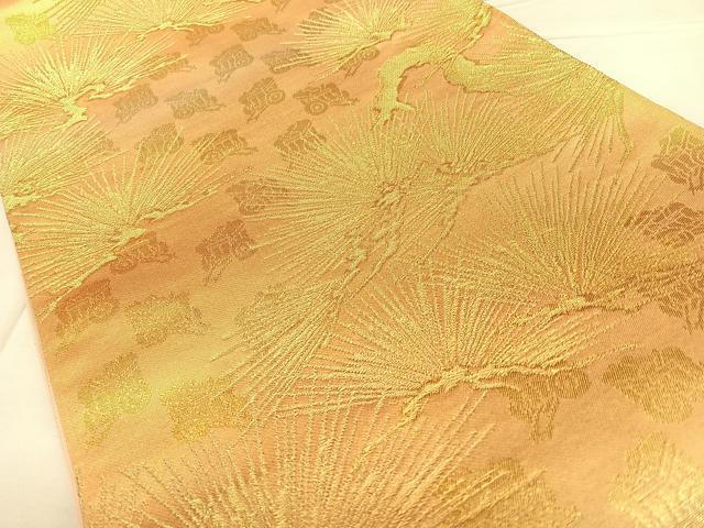 平和屋着物◎六通柄袋帯 唐織 枝松文 金糸 正絹 逸品 BAAW8029qw