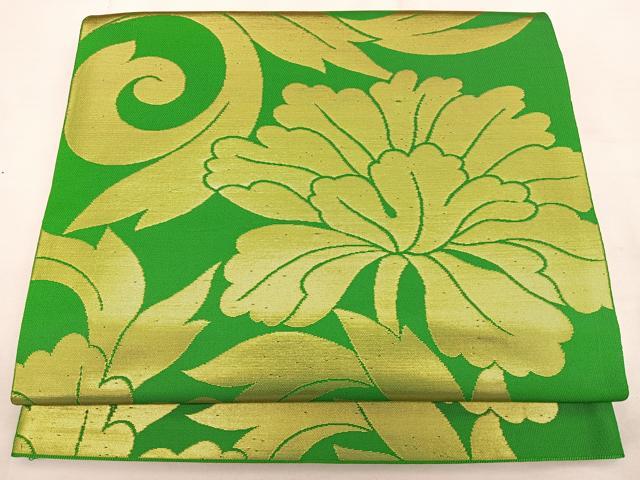 平和屋着物◎全通柄 本袋帯 花唐草文 金糸 正絹 逸品 BAAW8033qw