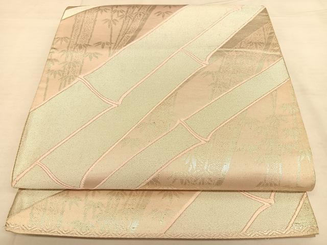 平和屋着物◎西陣 六通柄袋帯 笹竹文 銀糸 正絹 逸品 BAAW8041qw