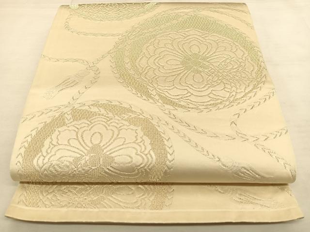 平和屋着物◎六通柄袋帯 鏡裏文 銀糸 正絹 逸品 BAAW8047qw