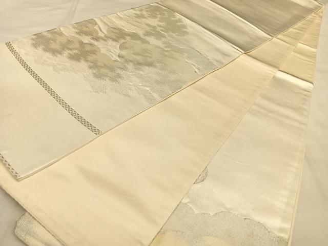 平和屋着物◎六通柄袋帯 雲取り文 引箔つづれ 銀糸 正絹 逸品 BAAW8064qw