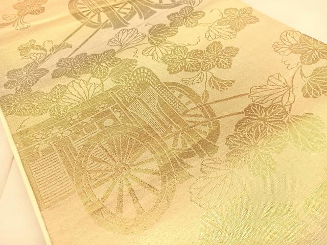 平和屋着物◎六通柄袋帯 蔦の葉御所車文 金糸 正絹 逸品 BAAW8114qw