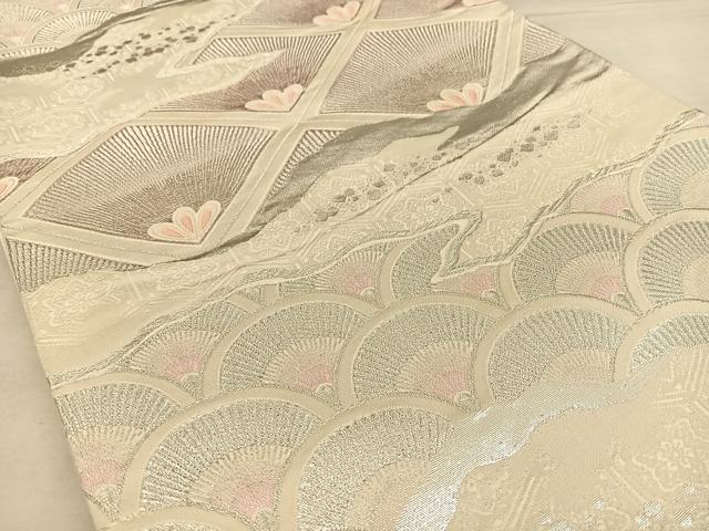 平和屋着物◎六通柄袋帯 雲取り吉祥文 銀糸 正絹 逸品 BAAW8119qw