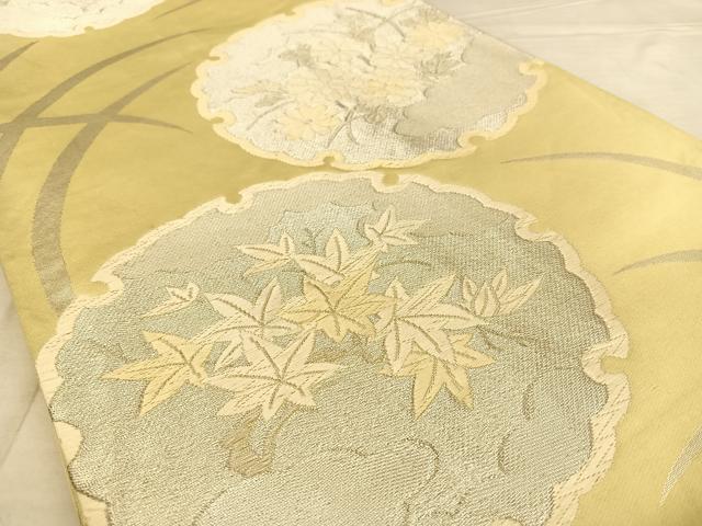 平和屋着物◎六通柄袋帯 唐織 夕顔 銀糸 正絹 逸品 BAAW8124qw