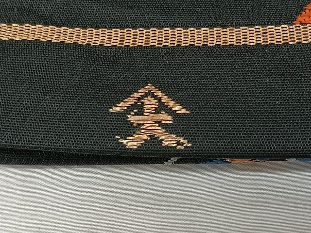 平和屋着物◎六通柄袋帯 唐織 舞花文 黒地 金糸 正絹 逸品 BAAW8142qw