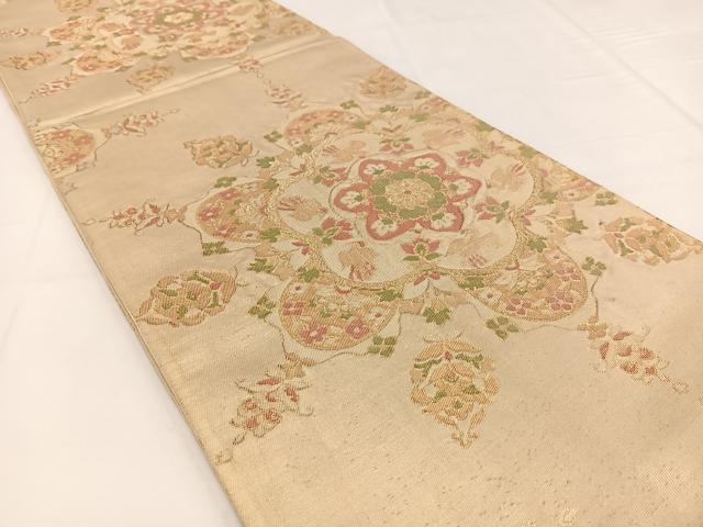 平和屋着物◎六通柄袋帯 更紗花鳥文 金糸 正絹 逸品 BAAW8182yc
