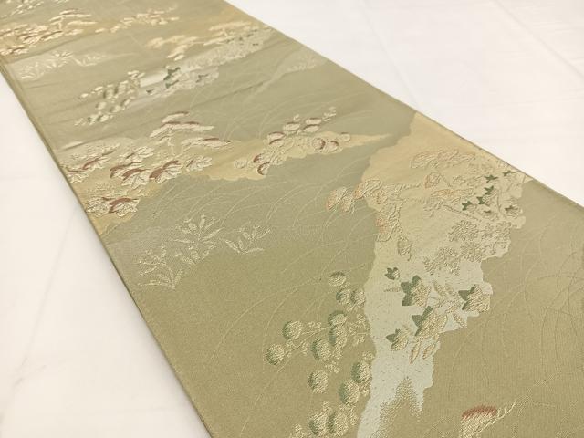 平和屋着物◎六通柄袋帯 唐織 道長秋草文 金銀糸 正絹 逸品 BAAW8195yc