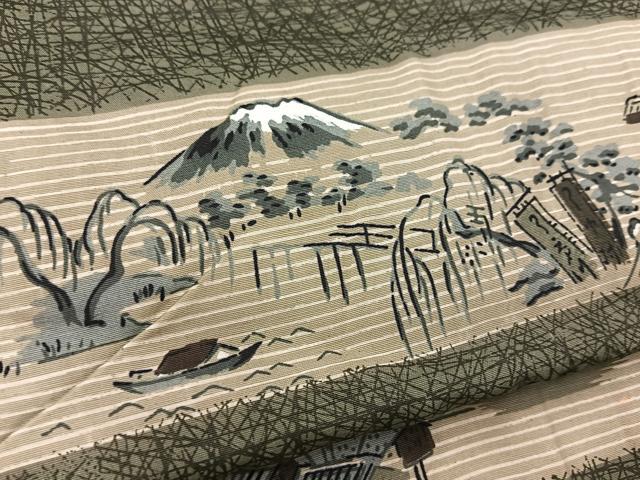 平和屋着物■男性 長襦袢 袷 横段風景文 正絹 逸品 BAAW8350yc