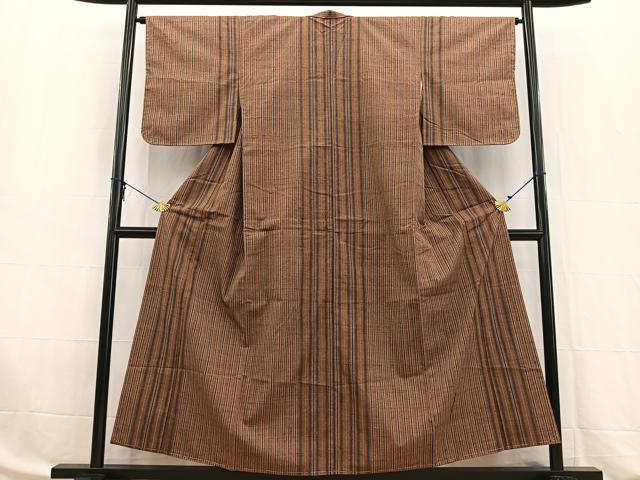 平和屋着物■上質な紬 縞 正絹 逸品 BAAW8397yc