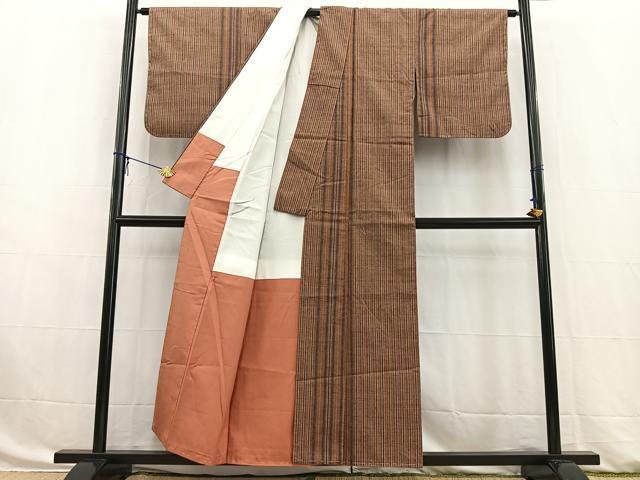 平和屋着物■上質な紬 縞 正絹 逸品 BAAW8397yc