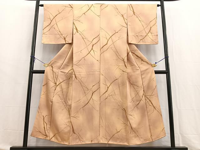 平和屋着物■上質な小紋 地紋起こし 草木文 暈し染め 正絹 逸品 BAAW8437yc