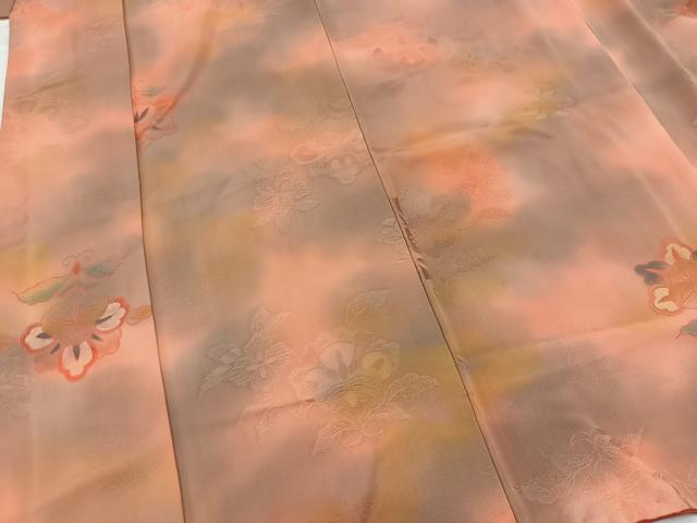 平和屋着物■上質な小紋 地紋起こし 更紗花文 暈し染め 正絹 逸品 BAAW8448yc
