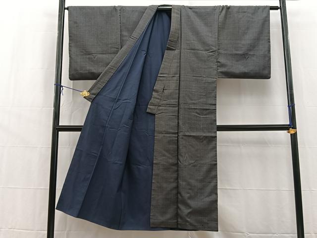 平和屋着物■男性 本場大島紬 格子柄 正絹 逸品 BAAW8449yc