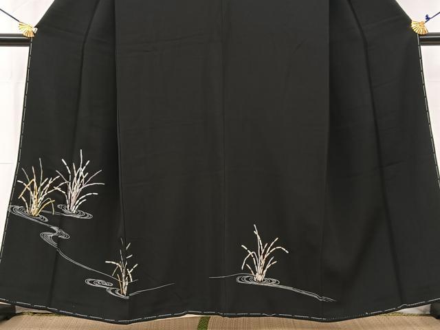 平和屋着物■豪華黒留袖 流水木賊文 金銀彩 正絹 逸品 未使用 BAAW8456yc