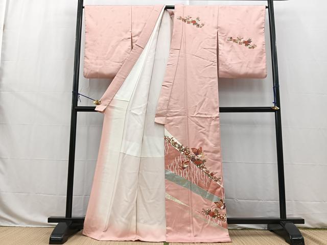 平和屋着物■訪問着 流水花蝶文 金彩 正絹 逸品 BAAW8463yc