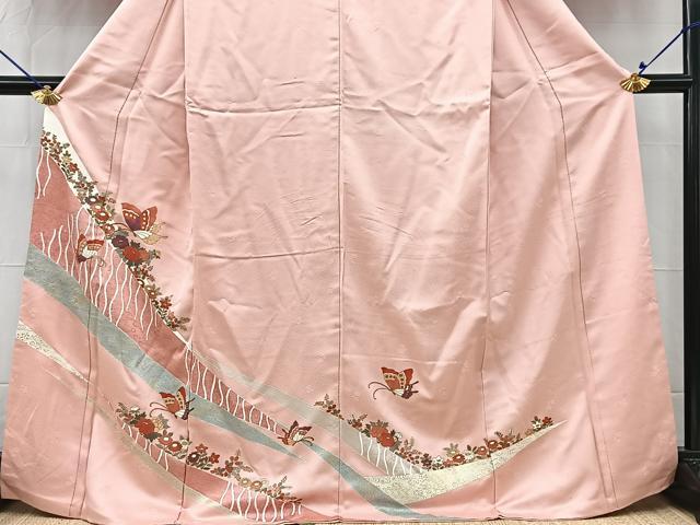 平和屋着物■訪問着 流水花蝶文 金彩 正絹 逸品 BAAW8463yc