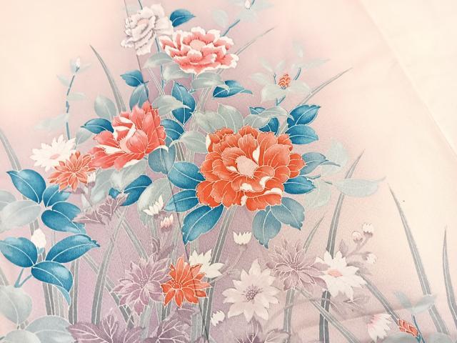 平和屋着物■訪問着 草花文 暈し染め 正絹 逸品 BAAW8476yc