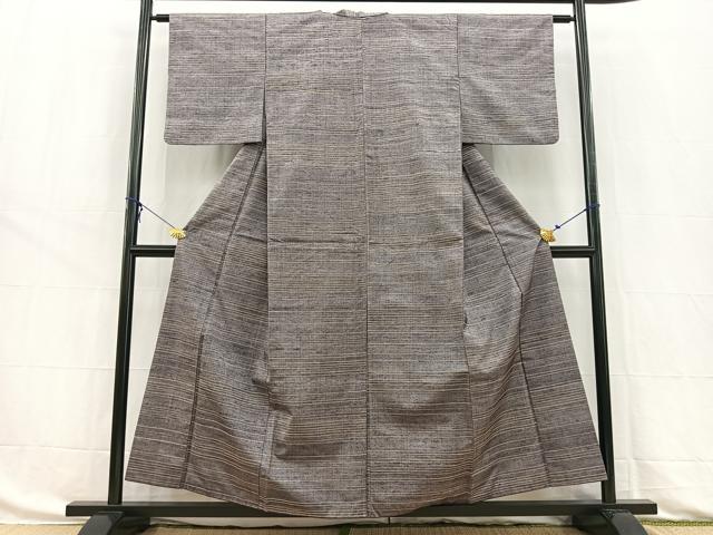 平和屋着物■上質な紬 横段文 正絹 逸品 BAAW8494yc