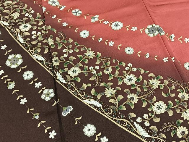 平和屋着物■訪問着 更紗花文 暈し染め 金彩 正絹 逸品 BAAW8495yc