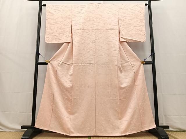 平和屋着物■上質な色無地 草花地紋 薄い一斤染色 正絹 逸品 未使用 BAAW8502yc