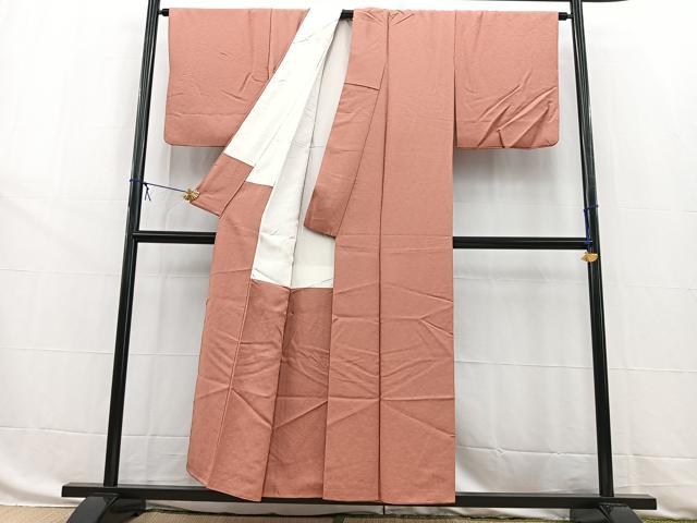 平和屋着物■上質な色無地 桐地紋 蘇芳香色 正絹 逸品 BAAW8504yc