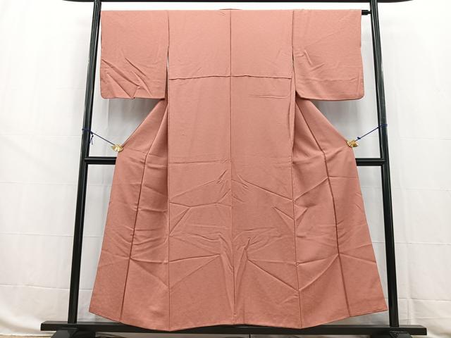 平和屋着物■上質な色無地 桐地紋 蘇芳香色 正絹 逸品 BAAW8504yc