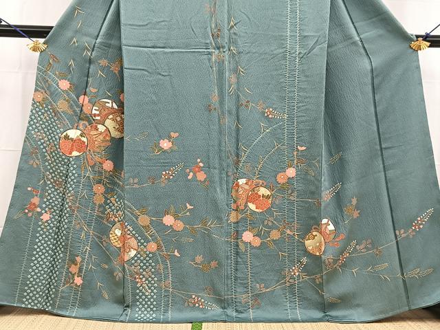 平和屋着物■訪問着 絞り 鼓花文 金彩 正絹 逸品 BAAW8518yc