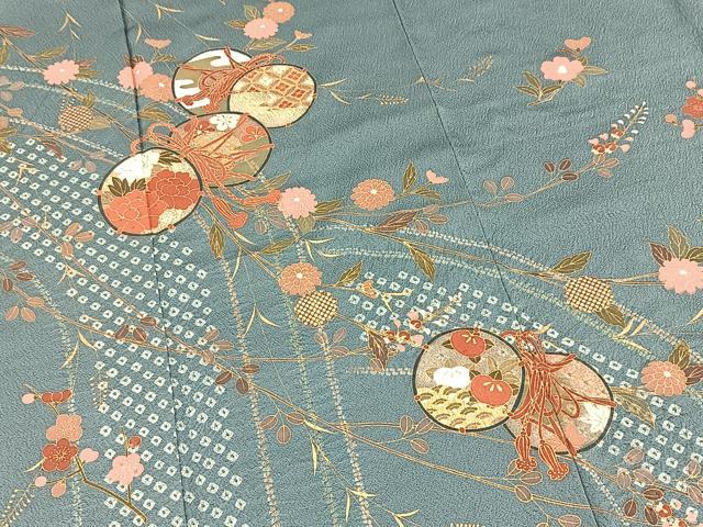 平和屋着物■訪問着 絞り 鼓花文 金彩 正絹 逸品 BAAW8518yc